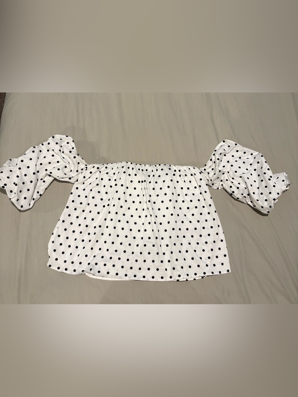 Bardot White Off-Shoulder Polka Dot Top